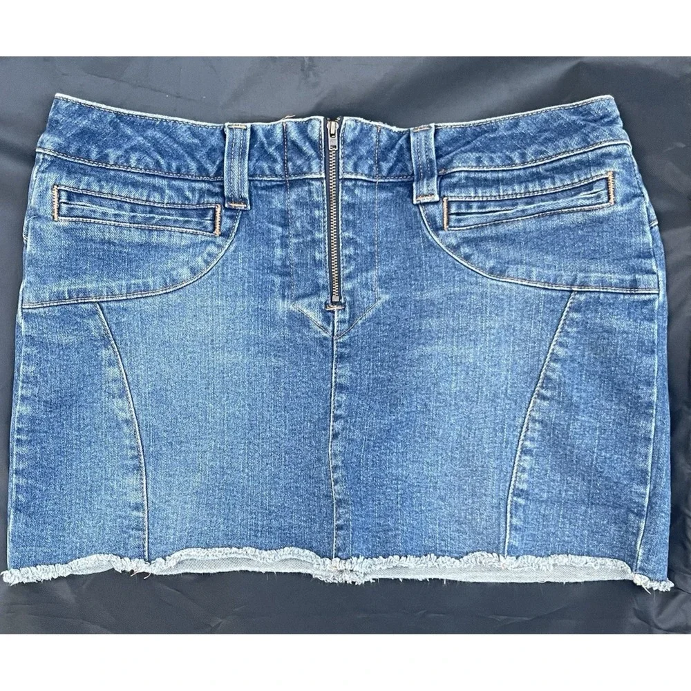 Vintage Y2K American Eagle Micro‎ Mini Denim Skirt NO HOLES Size 10